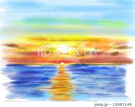 夕日のイラストのイラスト素材 13065149 Pixta