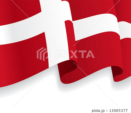 Background with waving Danish Flag. Vector 13065377