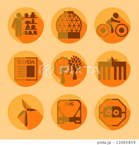 Flat Berlin icons with shadow Flat Berlin icons with shadow 13065859