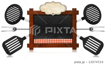 Empty Blackboard with Kitchen Utensils Empty Blackboard with Kitchen Utensils 13074534