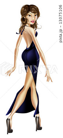 Beautiful elegant woman walking Beautiful elegant woman walking 13075106