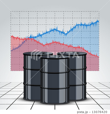 Oil barrels on the price chart background 13076420