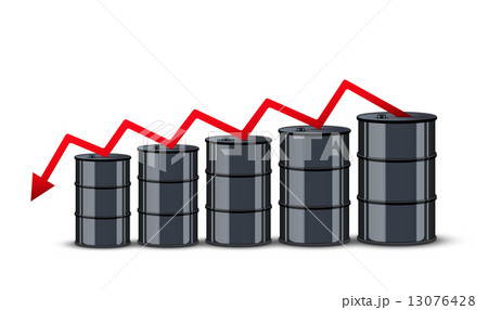 Oil barrels on the price chart background 13076428