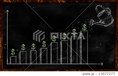 Growing Dollar Sketch on Blackboard Growing Dollar Sketch on Blackboard 13077277