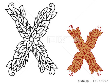 Uppercase letter X in a foliate font 13078092