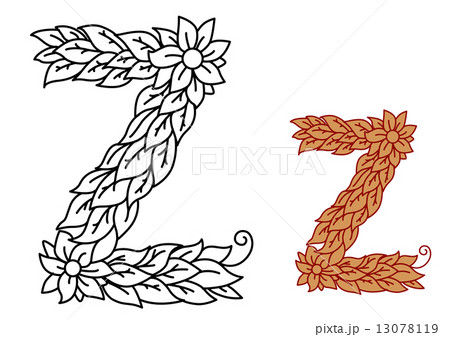 Uppercase letter Z in a foliate font with leaves 13078119