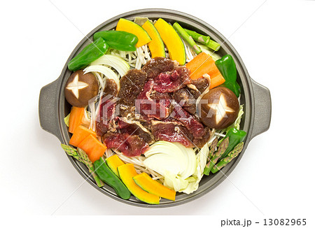 ジンギスカン、味付きロース肉、俯瞰撮影 13082965