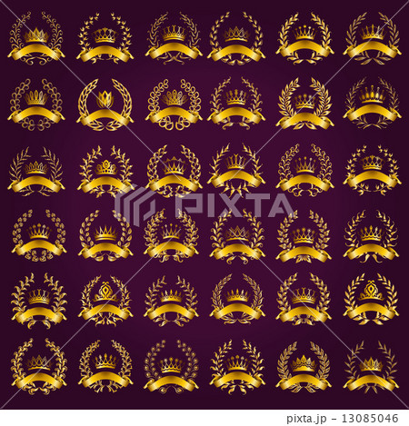 Luxury gold labels with laurel wreath Luxury gold labels with laurel wreath 13085046