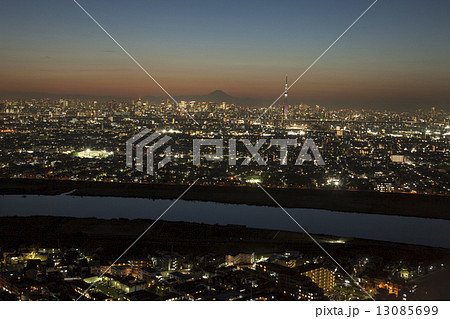 江戸川と東京の夜景 江戸川と東京の夜景 13085699