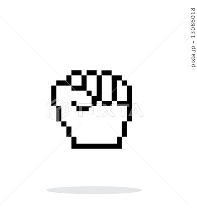 Pixel fist icon on white background. 13086018