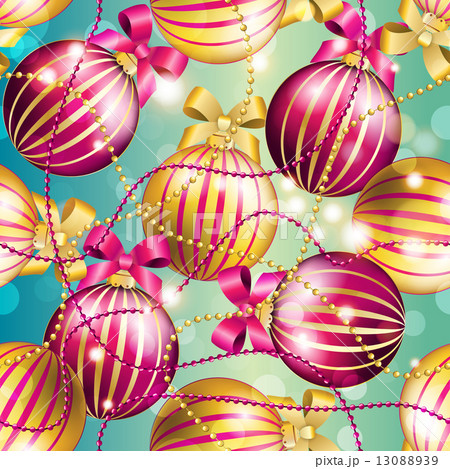 New Year pattern with ball. Christmas wallpaper New Year pattern with ball. Christmas wallpaper 13088939