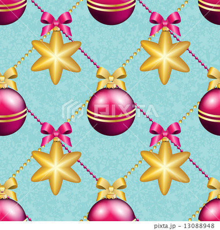 New Year pattern with ball. Christmas wallpaper New Year pattern with ball. Christmas wallpaper 13088948
