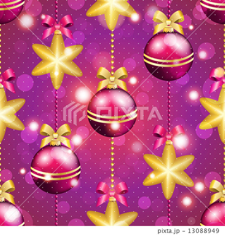 New Year pattern with ball. Christmas wallpaper New Year pattern with ball. Christmas wallpaper 13088949