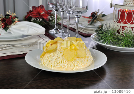 Multi-layer salad with mayonnaise 13089410