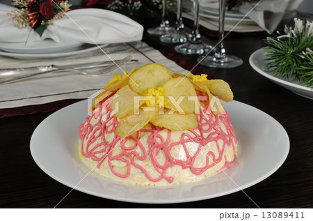 Multi-layer salad with mayonnaise Multi-layer salad with mayonnaise 13089411