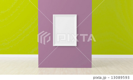 empty frame in room on red wall 13089593