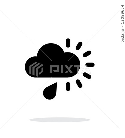 Cloudy with rain weather icon on white background. 13089654
