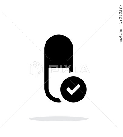 Pill Capsule icon with sign check on white background. 13090387