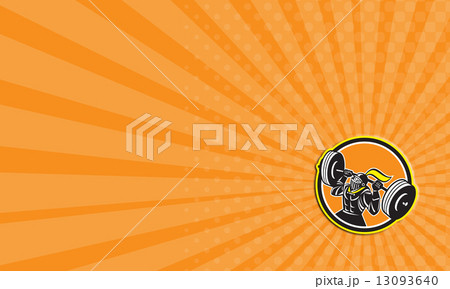 Business card Black Knight Lifting Barbell Circle Retro 13093640