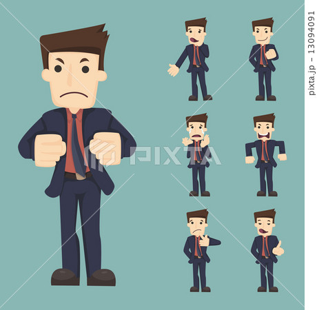 Set of businessman characters poses 13094091