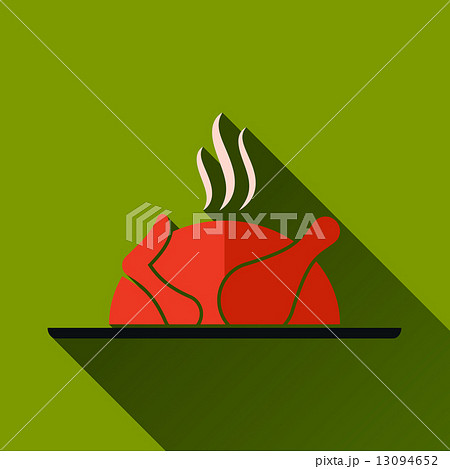 Roasted Chicken Long Shadow Icon, Vector Illustration Roasted Chicken Long Shadow Icon, Vector Illustration 13094652