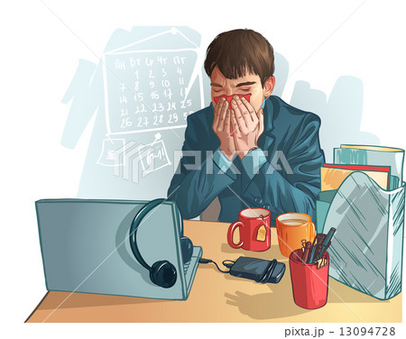 business man. cartoon graphic depicting a sick man 13094728