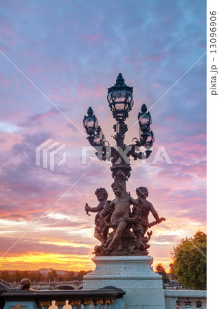 Lamppost at the Alexander III bridge in Paris 13096906