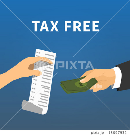 Tax refund. Exchange a check for the money, flat illustration. 13097932