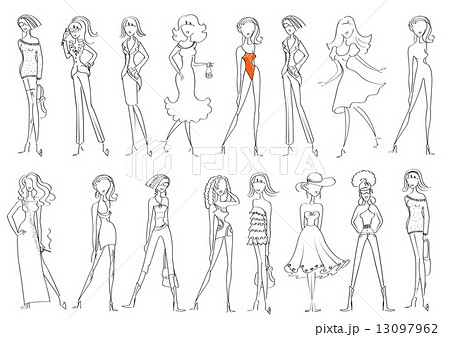 Women In Fashion Clothes Isolated On Whiteのイラスト素材