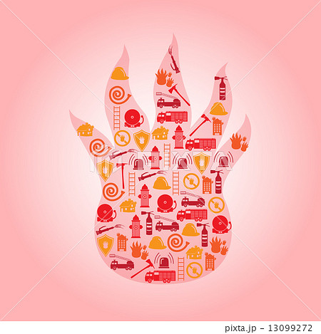 fire brigade icons in flame shape eps10 13099272
