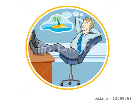 Business man dreaming about his holidays Business man dreaming about his holidays 13099561