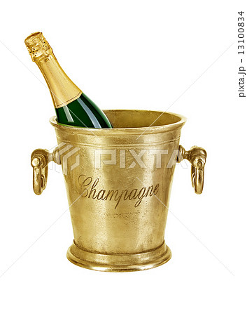Bottle of champagne in ice bucket isolated on white background Bottle of champagne in ice bucket isolated on white background 13100834