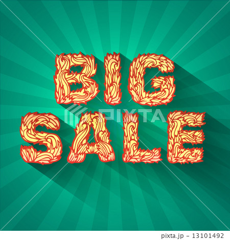 vintage text big sale with fire texture on green background conc 13101492