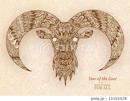 Hand drawn new year 2015 of goat background ornament illustratio Hand drawn new year 2015 of goat background ornament illustratio 13102026