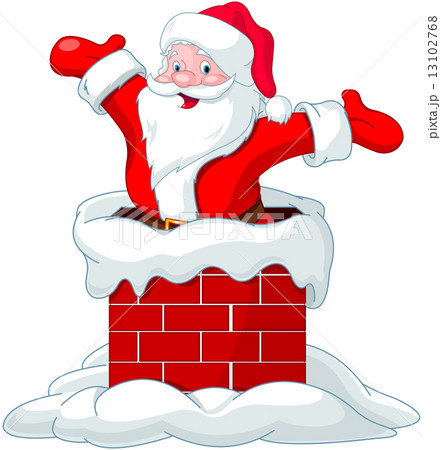 Santa Claus jumping from chimney Santa Claus jumping from chimney 13102768