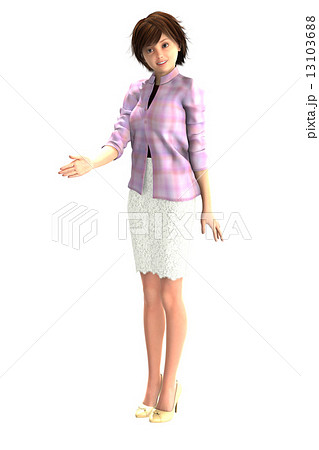 色んな表情の女性シリーズ　ピンクのシャツの女性 13103688