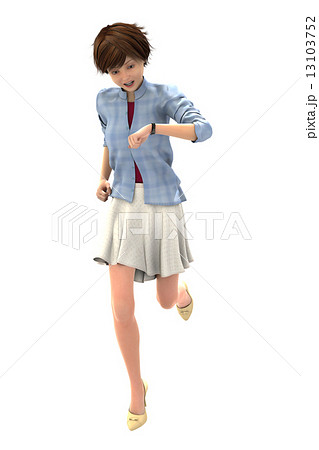 色んな表情の女性シリーズ　ブルーのシャツの女性 13103752