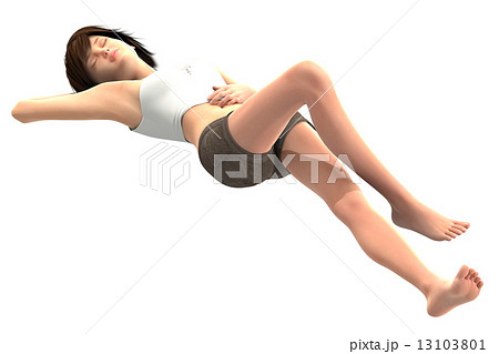 寝そべる女性 合成用背景透過リアル ３dcg イラスト素材のイラスト素材