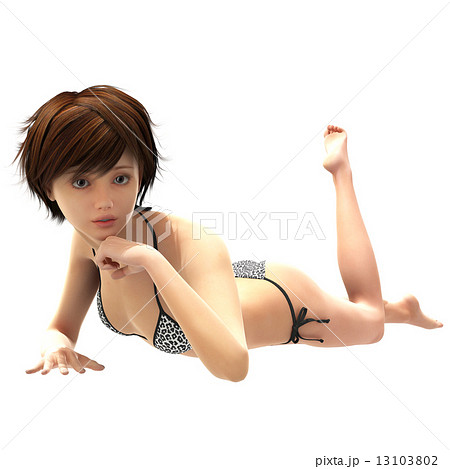 水着の女性 合成用背景透過リアル ３dcg イラスト素材のイラスト素材