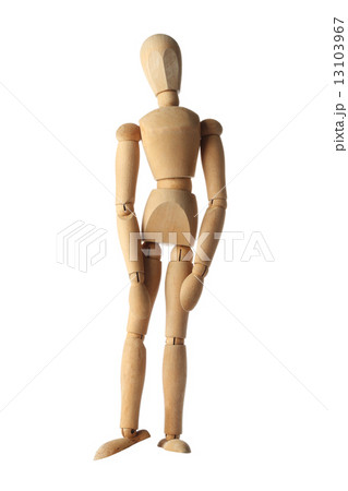 mannequin old wooden dummy feeling sad, badly and heartbroken acting isolated on white 13103967