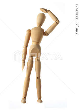 mannequin old wooden dummy look up someone isolated on white 13103971