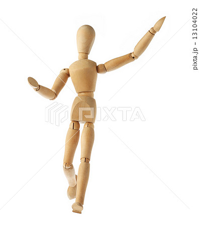 mannequin old wooden dummy acting about soccer isolated on white 13104022