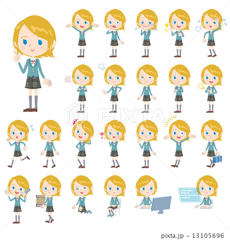 青ブレザー白人女子学生 13105696