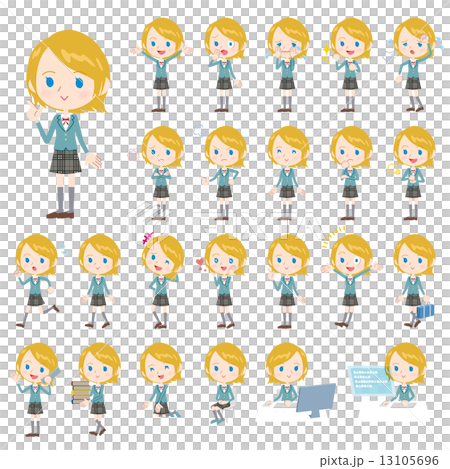 青ブレザー白人女子学生 13105696