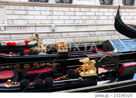 Italy. Venice. Details of typical venitian gondolas Italy. Venice. Details of typical venitian gondolas 13106320