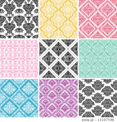 Set of seamless damask backgrounds. 13107596