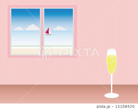 窓　海風景　スパークリングワイン 13108420
