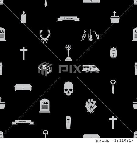 funeral icons black seamless pattern eps10 13110817