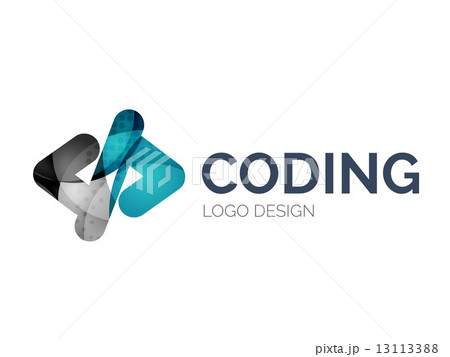 Code icon logo design made of color pieces 13113388