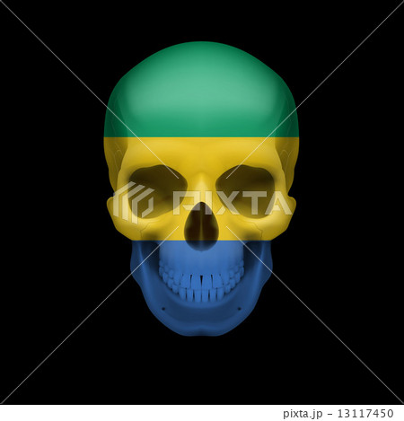 Gabonese flag skull 13117450